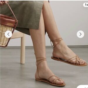Porte & Paire Beige Lace-Up Sandals